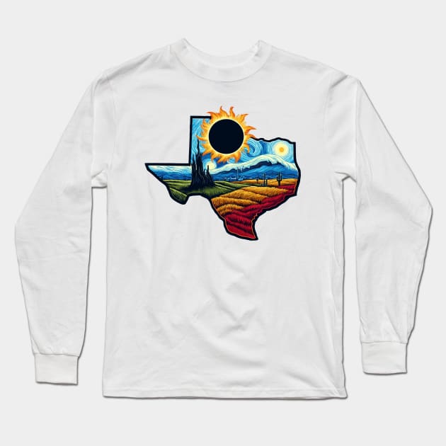 Solar Eclipse Texas Long Sleeve T-Shirt by JessArty